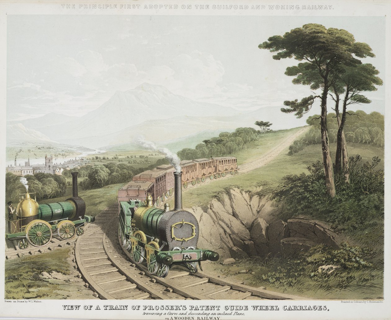Bir Prossers Treninin Görünümü Patent Kılavuz Tekerlek Arabaları, c.1845 by W.L. Walton