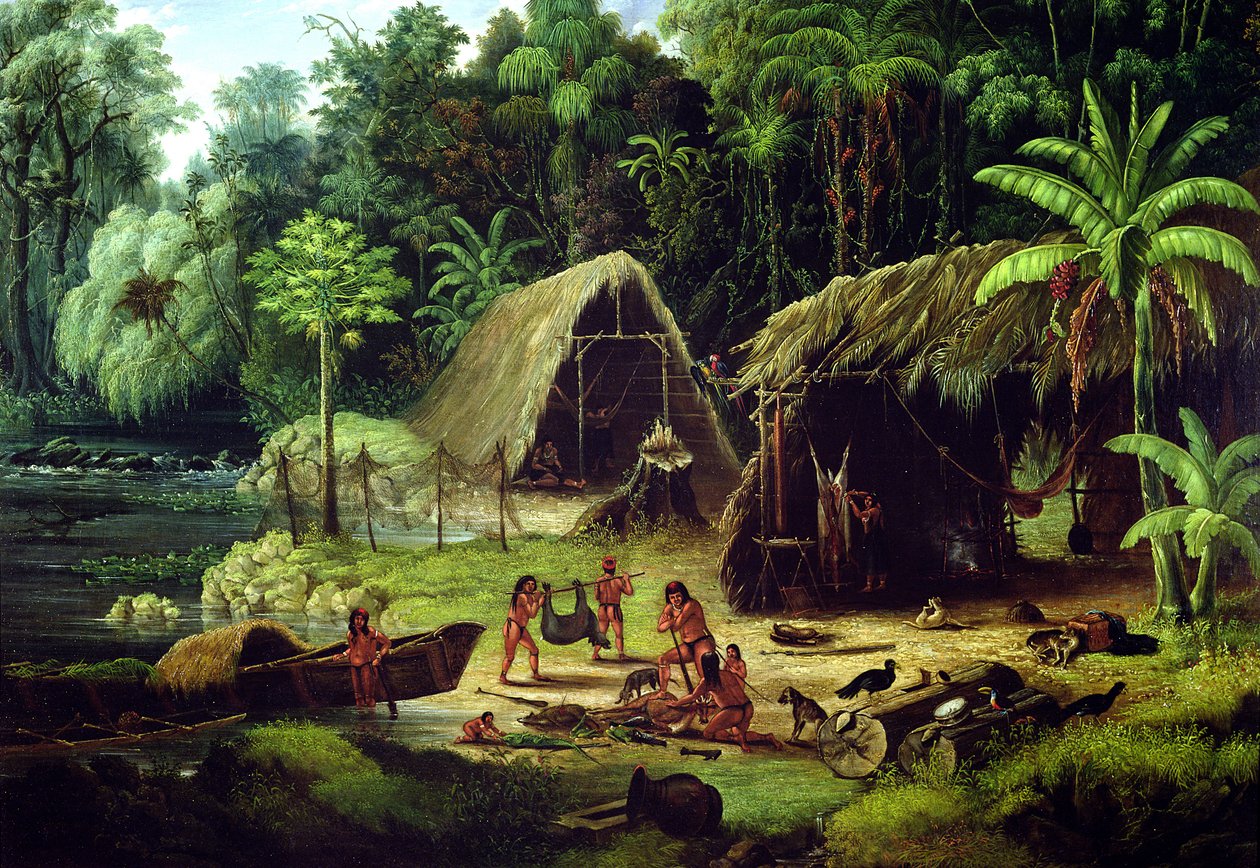 Carib Köyü, İngiliz Guyanası, 1836 by W.S. Hedges