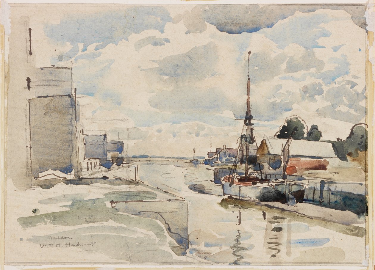Maldon, Essex (gövde rengi, kalem ve kağıt üzerinde tuvalet) by W.T.M. Hawksworth