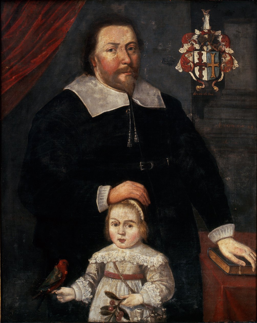 Sir Edward Lawrence oğlu ve papağanıyla birlikte by W. (attr. to) Flesshier