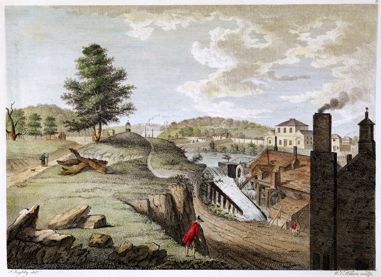 Holywell yakınlarındaki Greenfield Pirinç Değirmeni, Flintshire, Galler, 1792 by W. C. Wilson