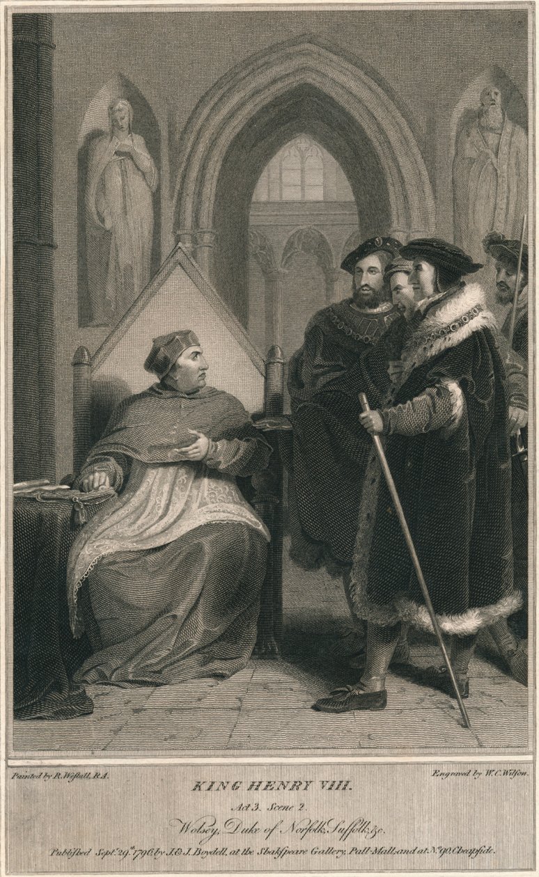 Kral Henry VIII. Perde 3. Sahne 2. Wolsey, Norfolk Dükü, Suffolk & c, 1796. by W. C. Wilson
