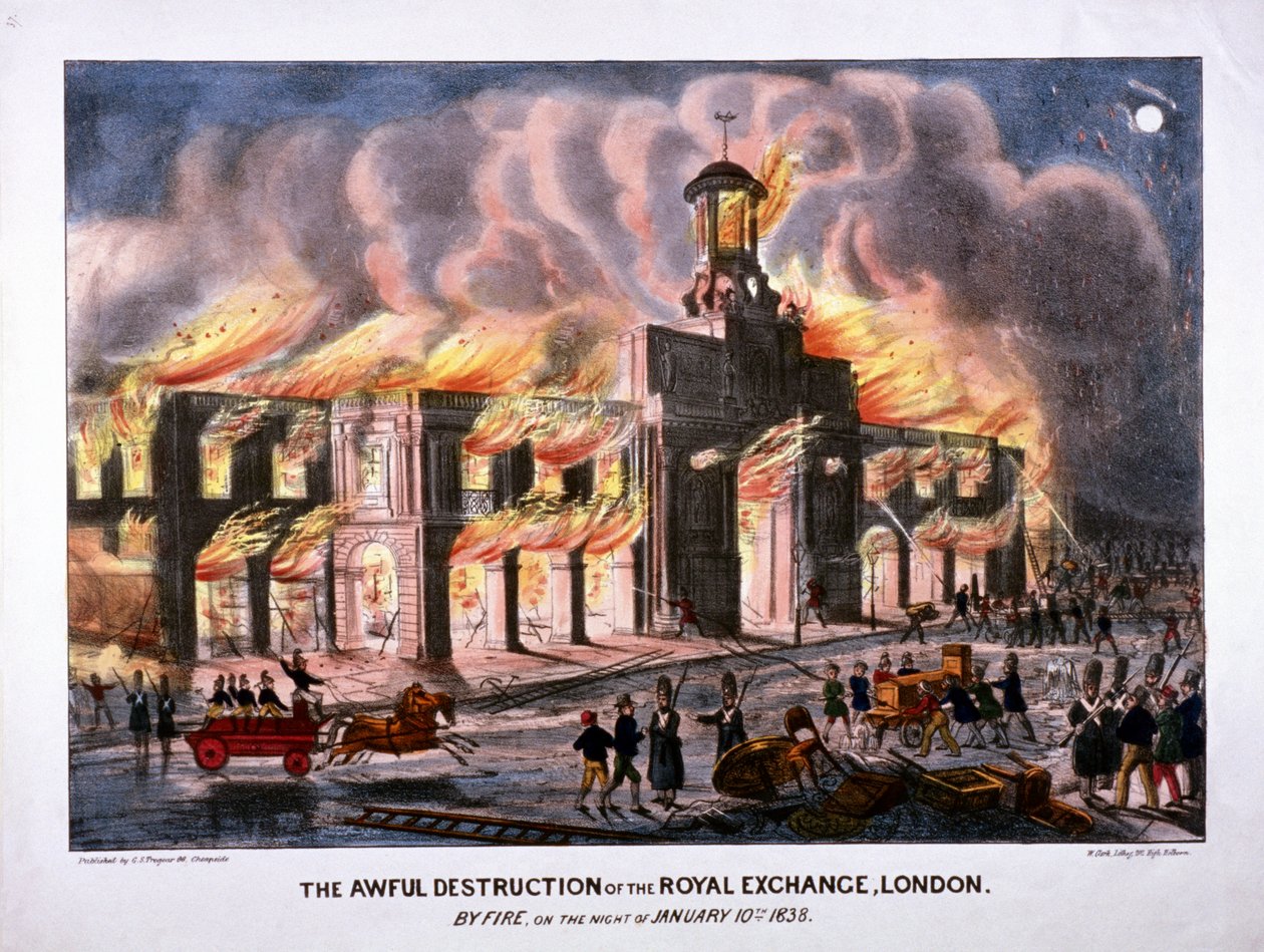 Royal Exchange 2. yangın, Londra, 1838 by W Clerk