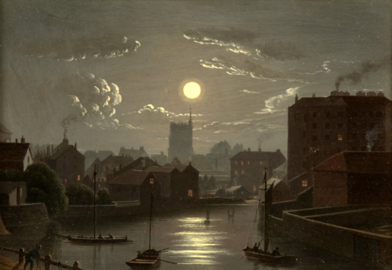 Bristol - Ay Işığı Sahnesi (bakır üzerine yağ) by W. Crambrook