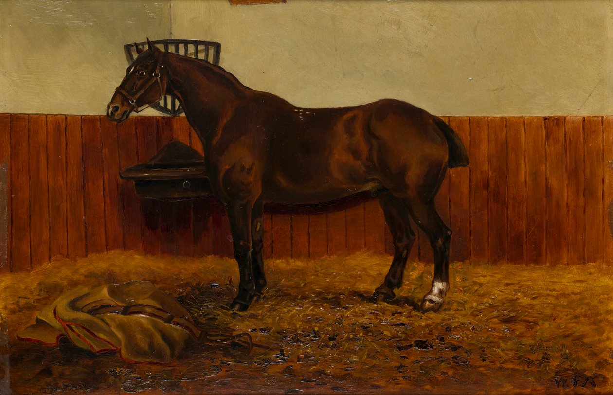 Ahırdaki Eski Koçanı, c.1839-98 (gemideki yağ) by W. F. Adye