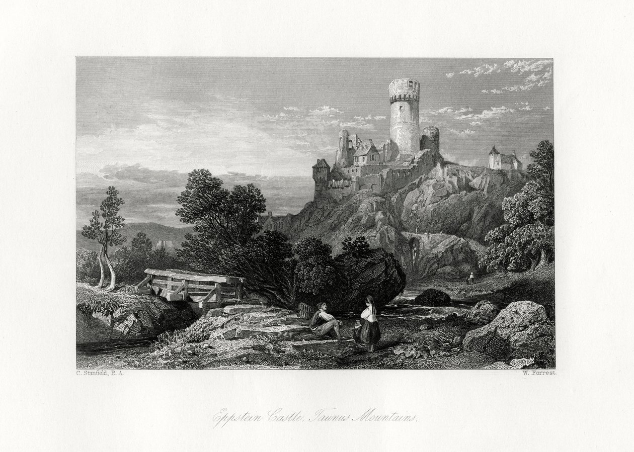 Eppstein Kalesi, Taunus Dağları, Almanya, 19. yüzyıl by W. Forrest