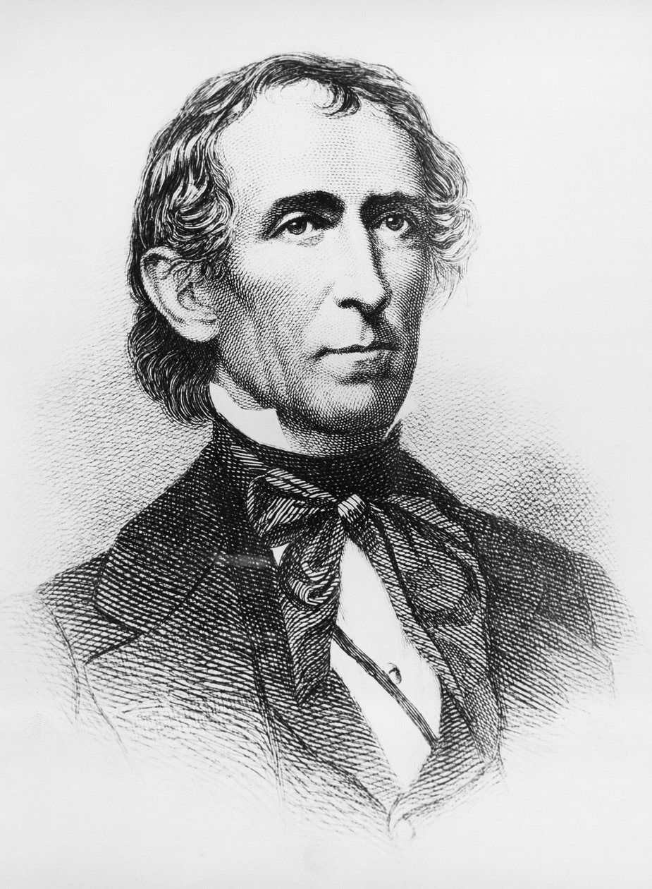 John Tyler'ın portresi (1790-1862), 1841'den 1845'e kadar Amerika Birleşik Devletleri'nin 10. Başkanı olarak görev yapan Amerikalı avukat ve politikacı, dagerreyotipinden sonra gravür by John Ward Dunsmore
