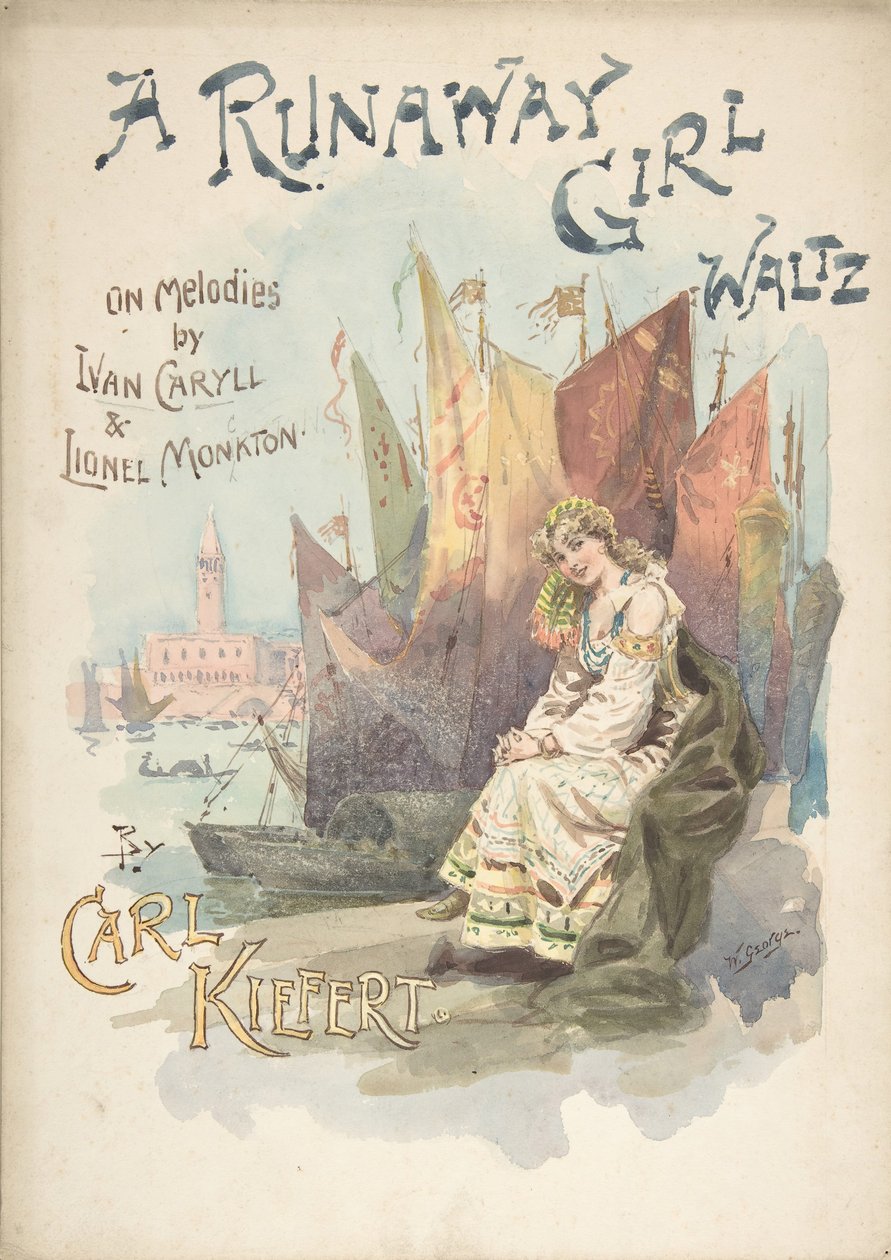 Müzik kapağı tasarımı: Bir Kaçak Kız Valsi, 1898. by W. George