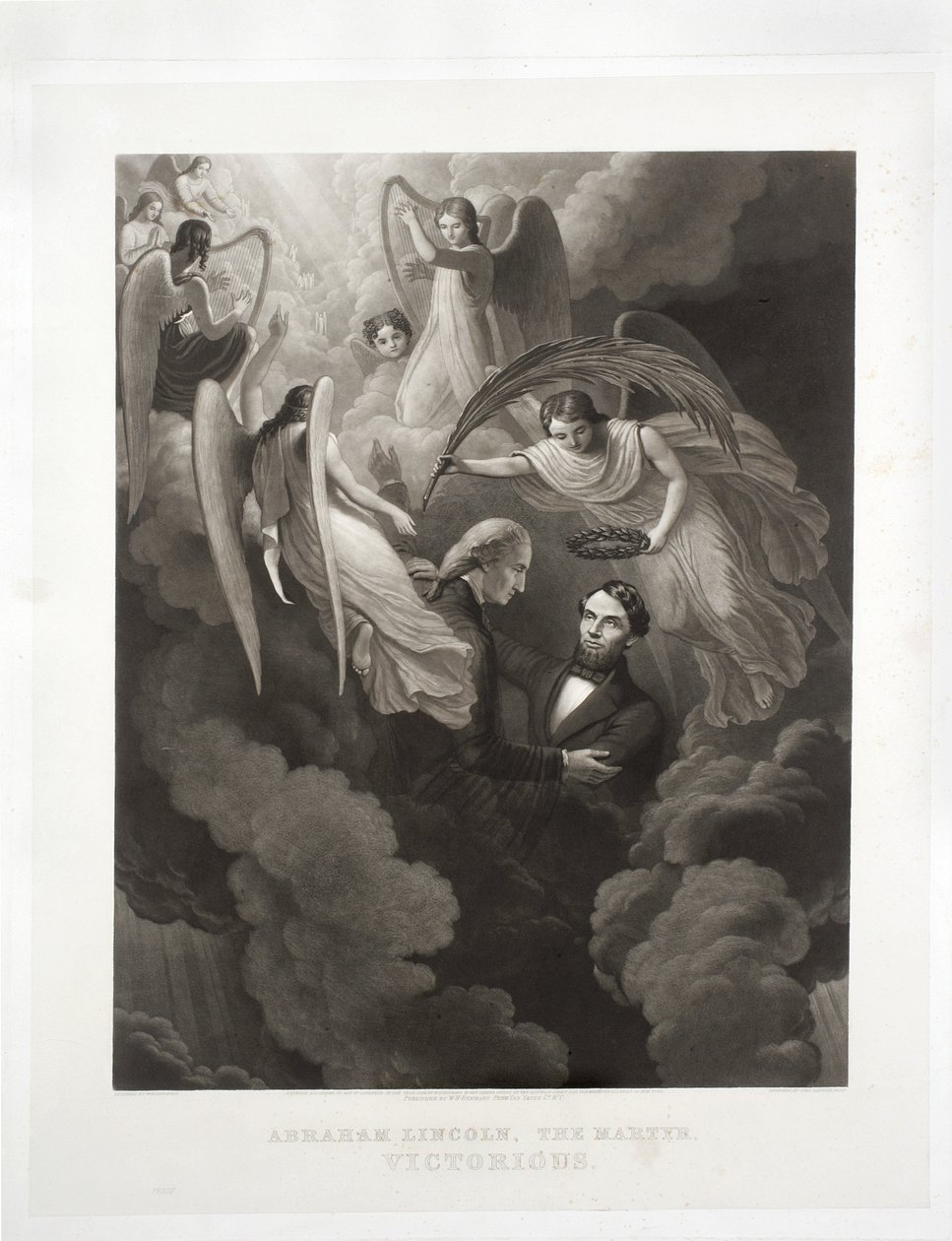 Abraham Lincoln, Şehit, Muzaffer, John Sartain (1808-97), c.1866 tarafından oyulmuş by W. H. Hermans