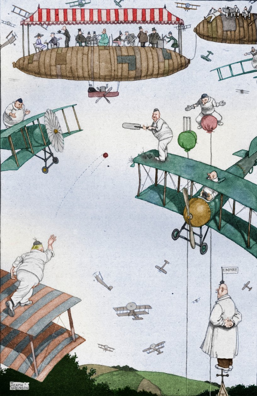 Geleceğin Hava Kriket Maçı, c1918 1919 by William Heath Robinson
