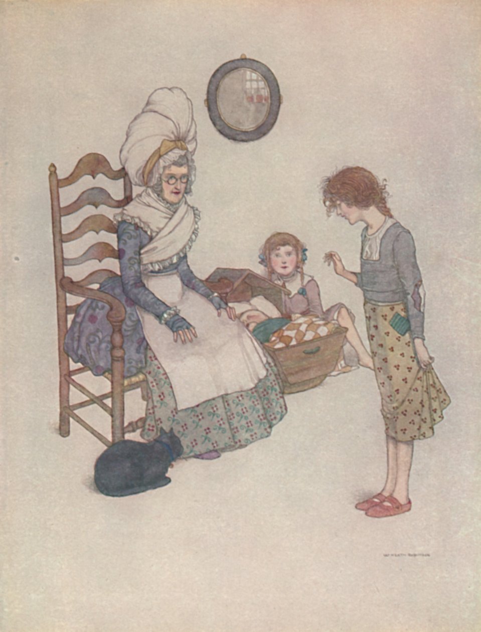 Bir Gün Oturup Kırmızı Kumaştan Bir Çift Küçük Ayakkabı Yaptı, c1930 by William Heath Robinson