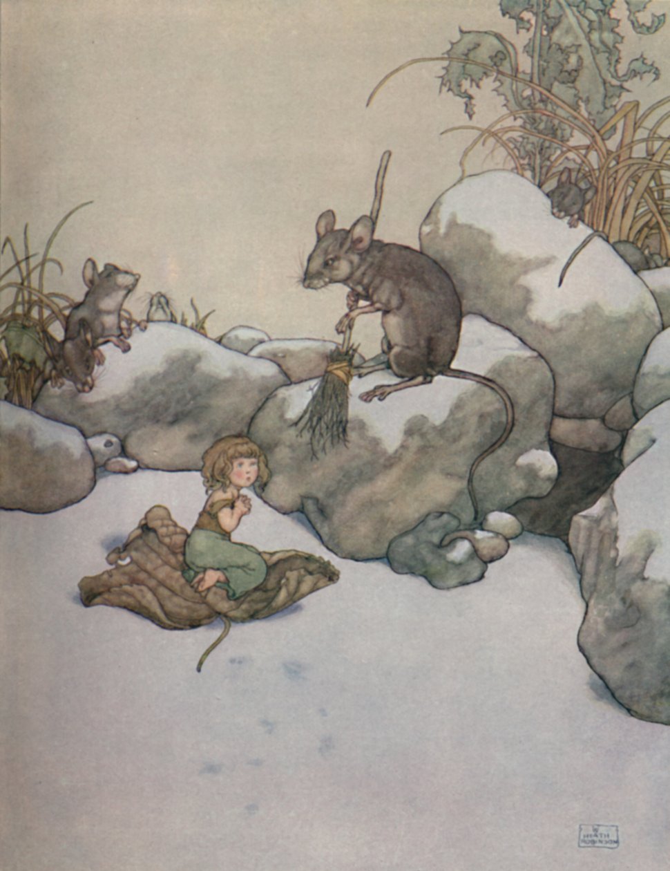 Kapıda Durdu ve Bir Parça Arpa-Mısır İçin Yalvardı, c1930 by William Heath Robinson