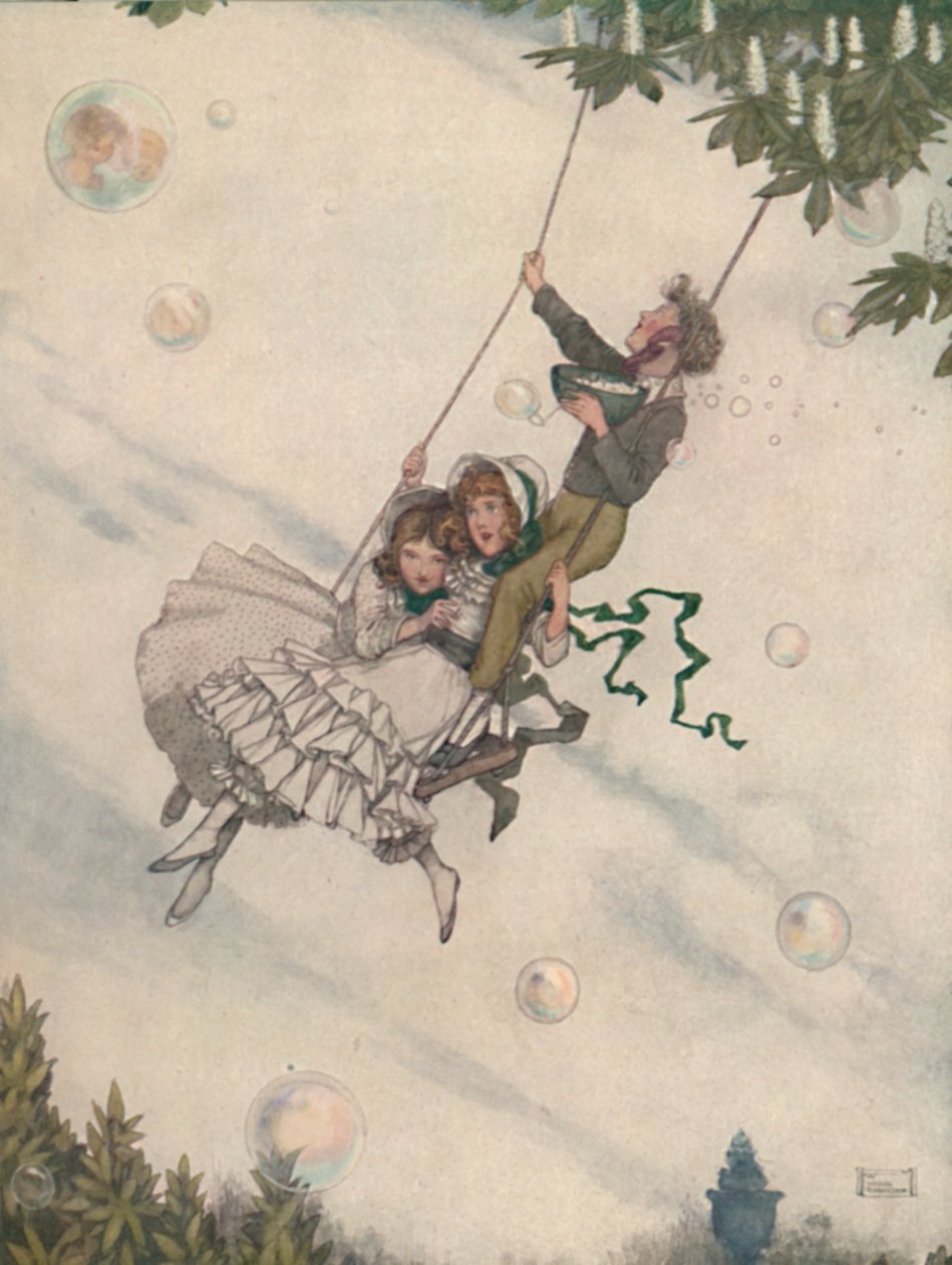 Salıncak Hareket Ediyor ve Kabarcıklar Yukarıya Uçuyor, c1930 by William Heath Robinson