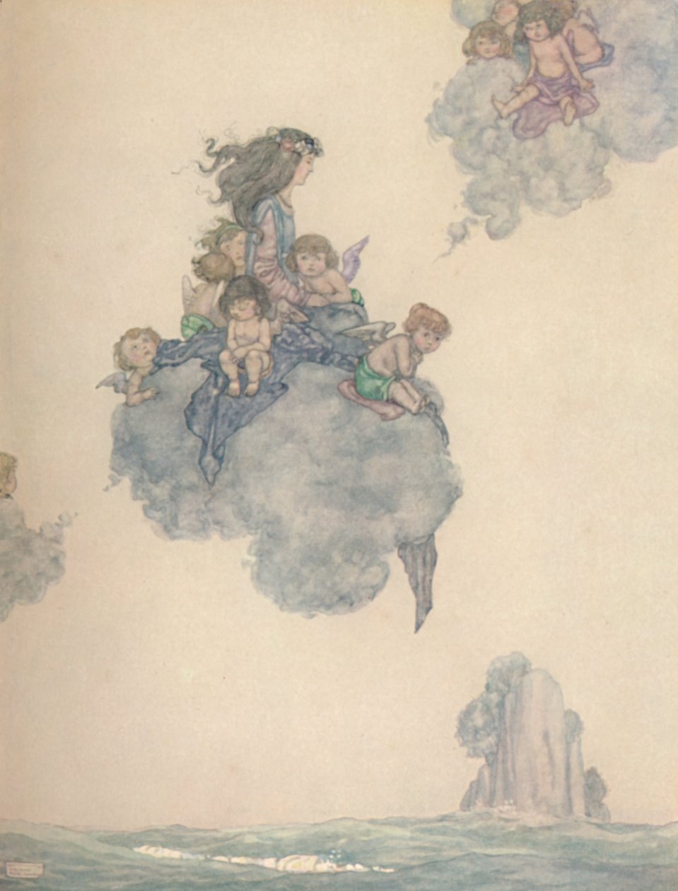 Havadaki Çocuklarının Geri Kalanıyla, Pembe Bulutun Yükseklerinde Yükseldi, c1930 by William Heath Robinson