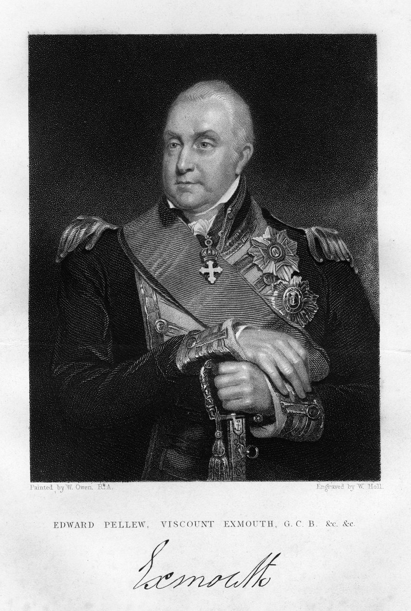 Amiral Edward Pellew 1757-1833, 1. Vikont Exmouth, 1837. by W. Holl