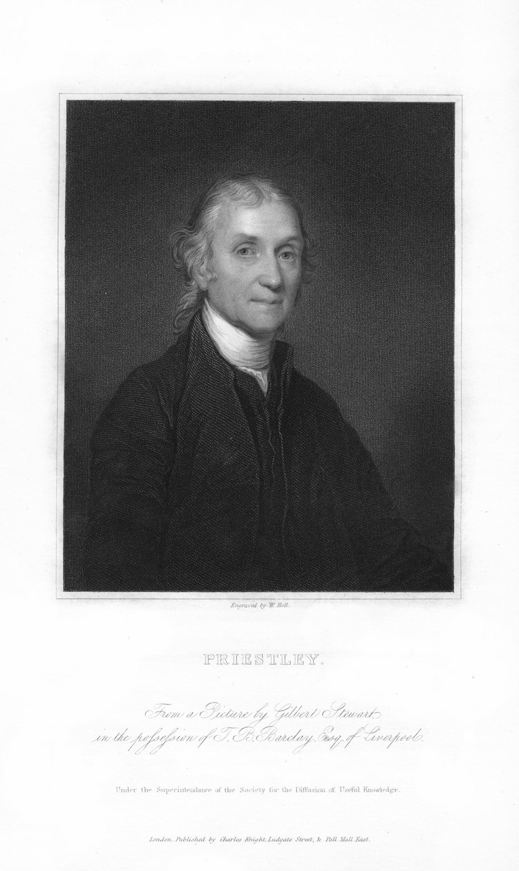 Joseph Priestley, İngiliz kimyager ve Presbiteryen bakanı, 1836. by W. Holl