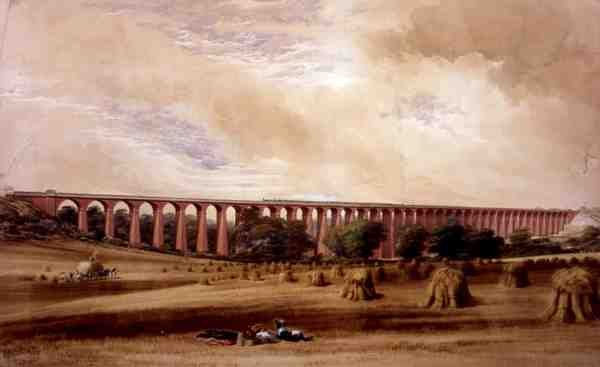 Welwyn Viyadüğü, c.1850 (kağıt üzerine suluboya) by W. Humber