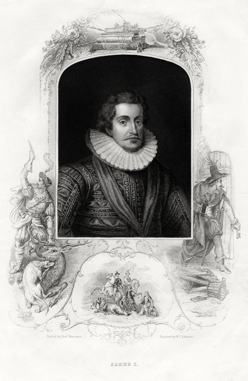 James I, İngiltere ve İskoçya Kralı, 1860 by W. J. Edwards