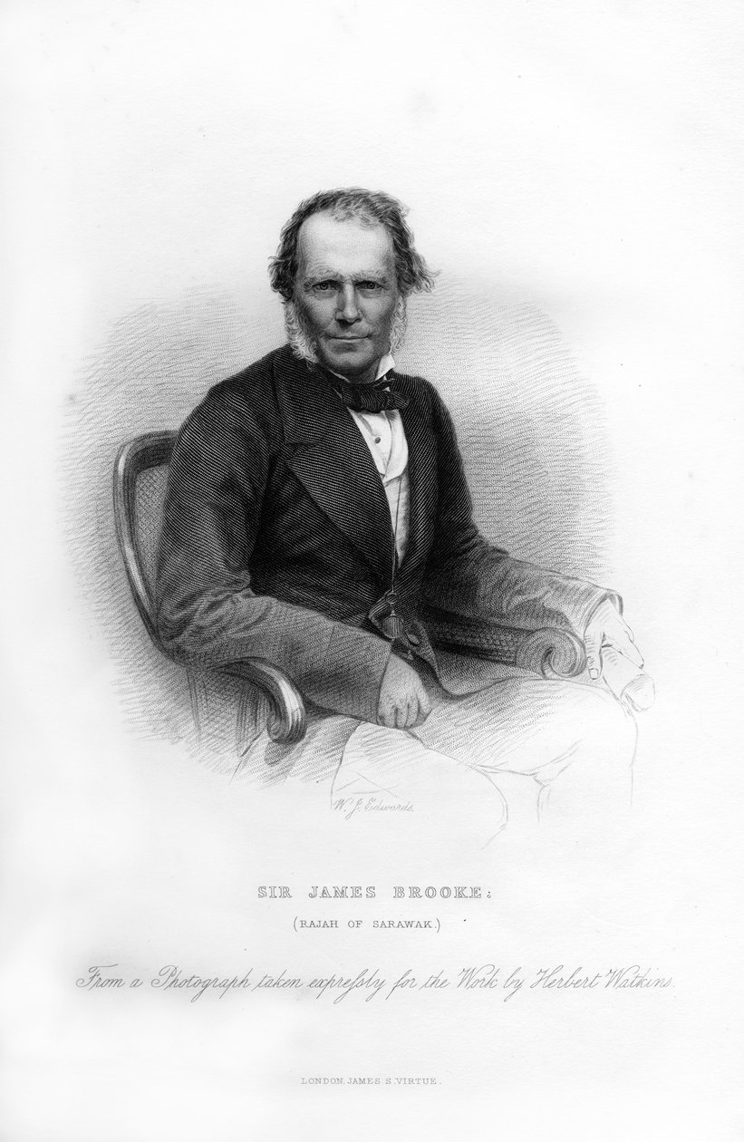 Sir James Brooke, Sarawak Rajahı, 19. yüzyıl. by W. J. Edwards