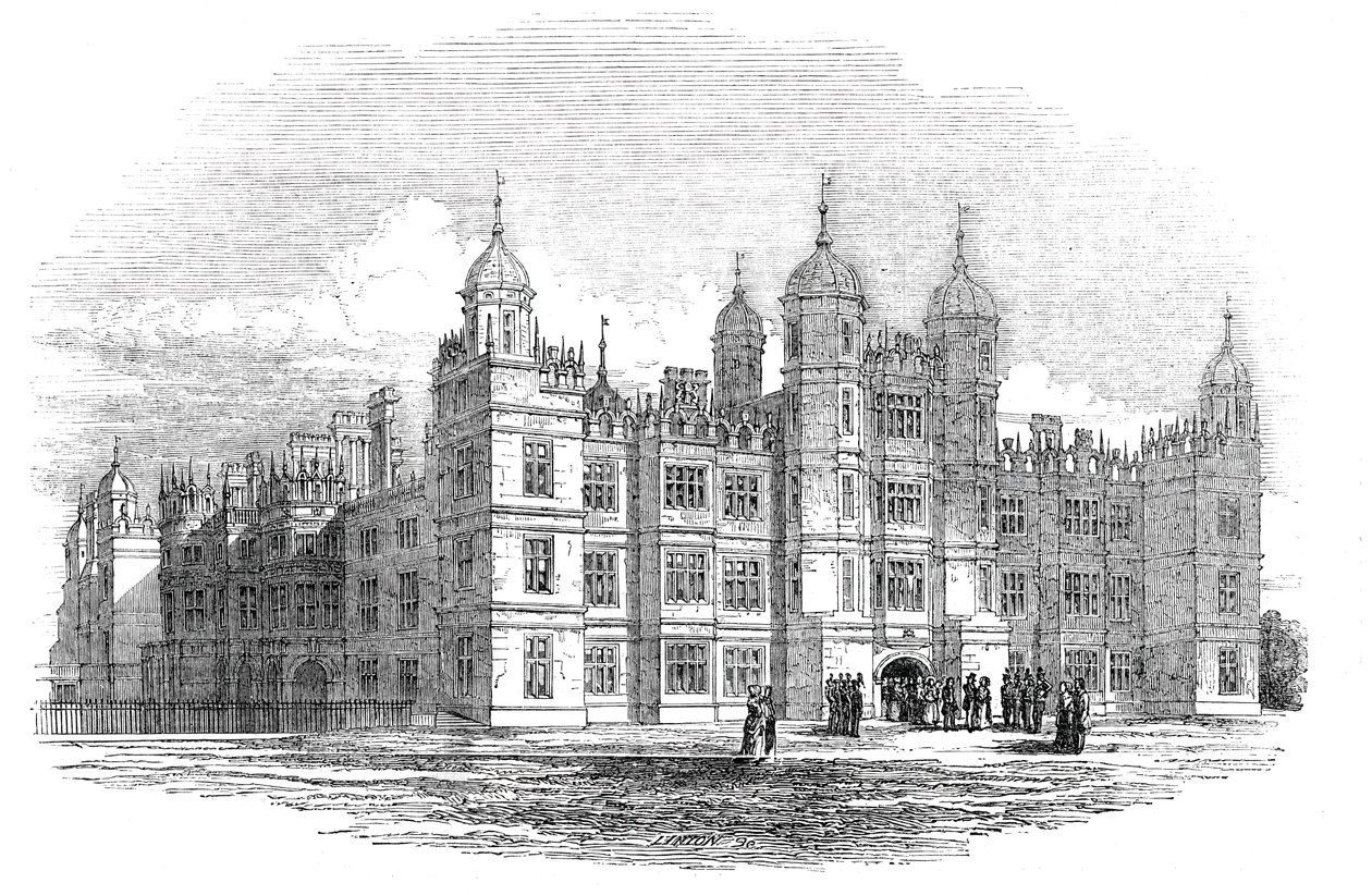 Burghley Evi - kuzey cephesi, 1844. by W. J. Linton