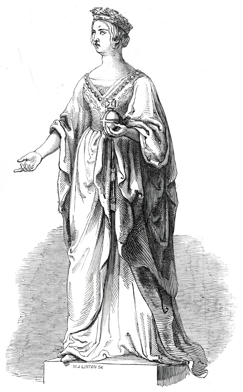 Kraliyet Borsasında Majestelerinin mermer heykeli, 1845. by W. J. Linton