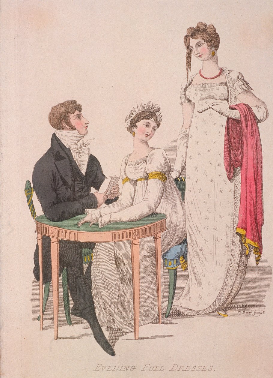 İki kadın ve tam gece elbisesi giyen bir adam, c1810 by W Read