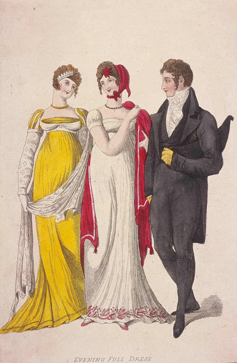 İki kadın ve tam gece elbisesi giyen bir adam, c1810 by W Read