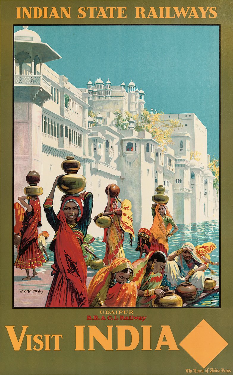 Hindistan Devlet Demiryolları için bir reklam afişi olan Hindistan, Udaipur