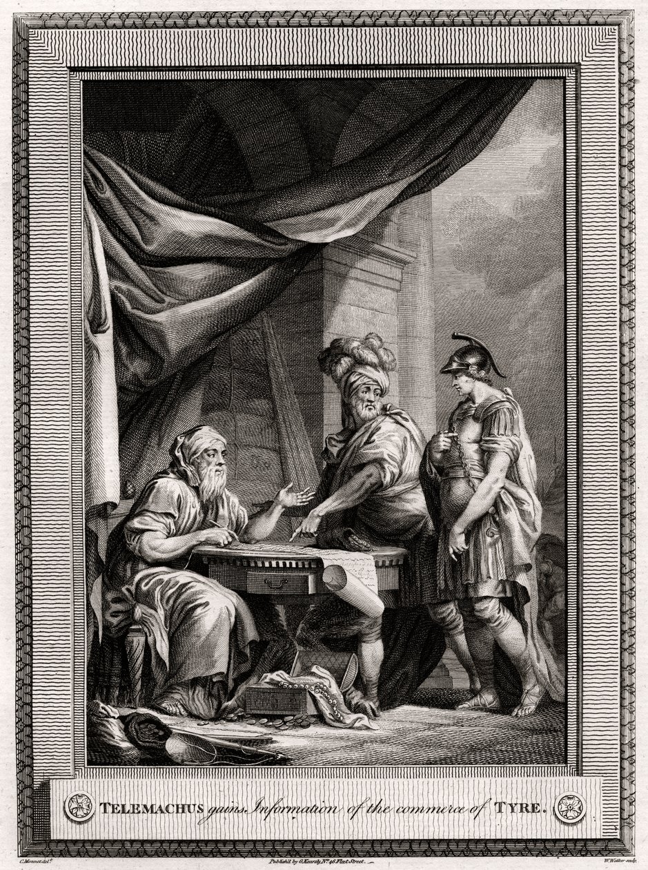 Telemachus, Tyre ticareti hakkında bilgi alır, 1775 by W. Walker
