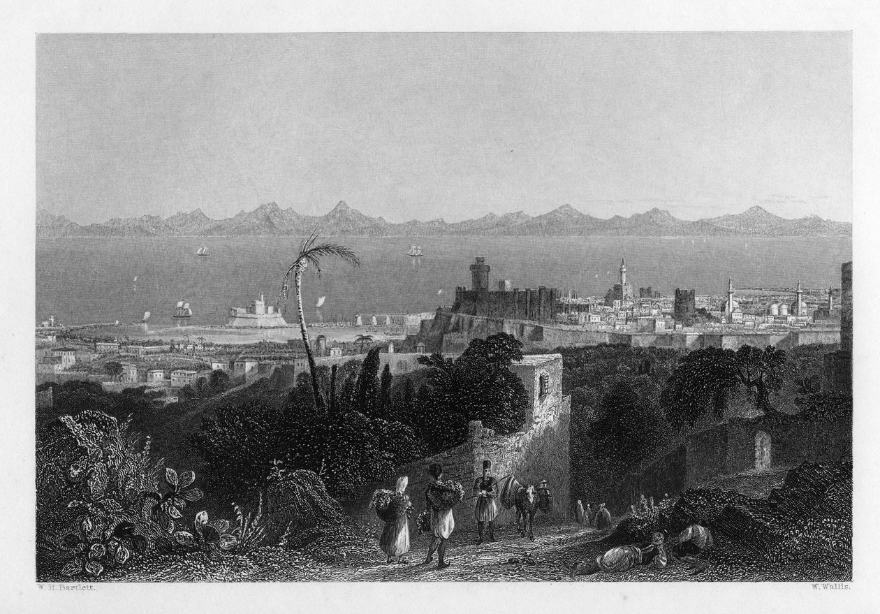 Sir Sidney Smiths Villası yakınlarındaki Tepelerden Rodos, 1841 by W. Wallis