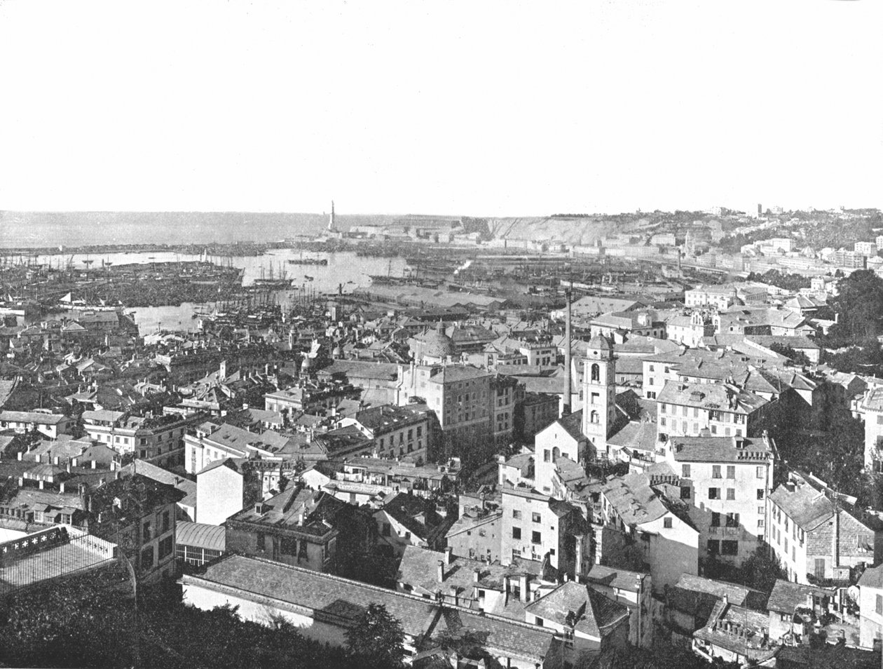 Cenova şehrinin genel görünümü, İtalya, 1895. by W and S Ltd
