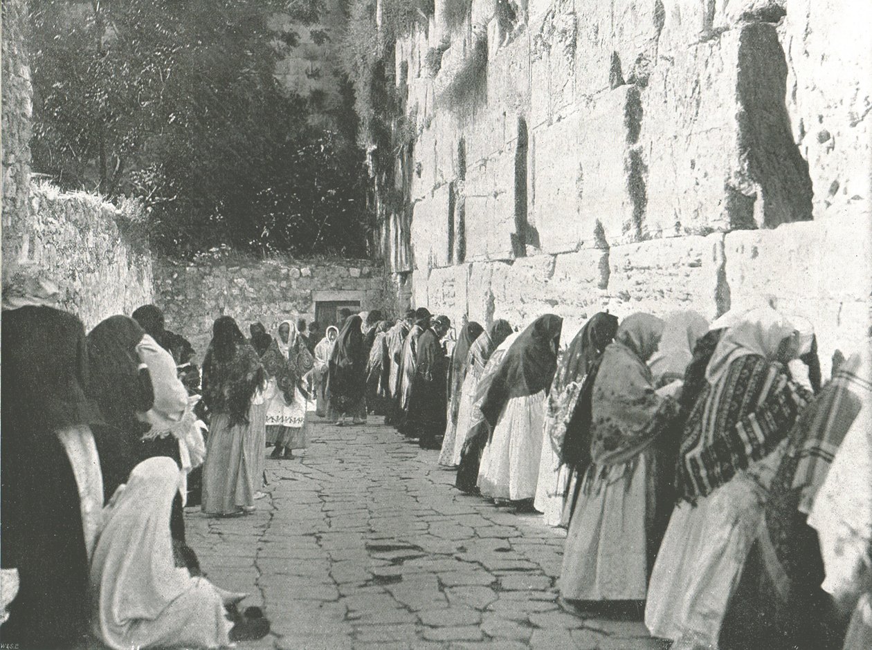 Ağlama Duvarı, Kudüs, Filistin, 1895. by W and S Ltd