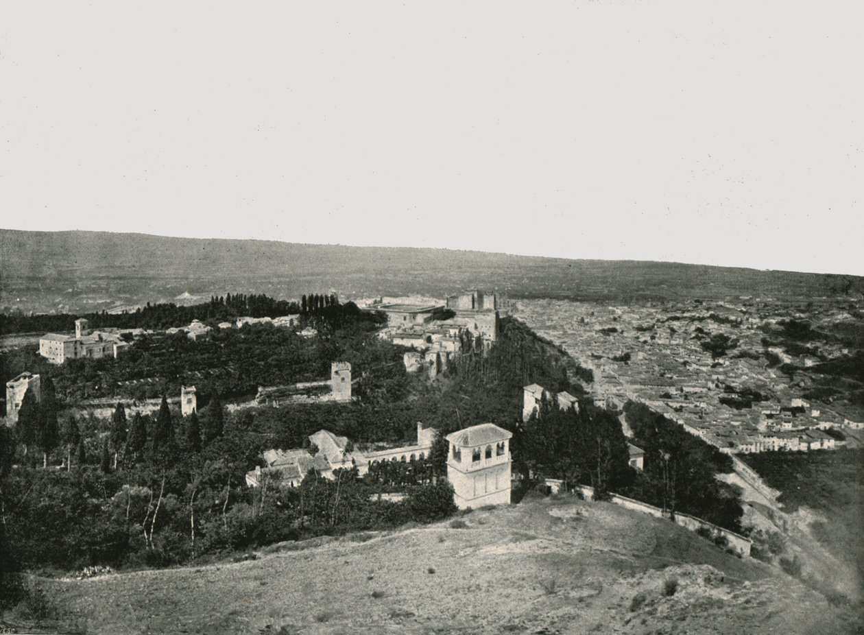 Şehir ve Alhambra, Granada, İspanya, 1895. by W and S Ltd