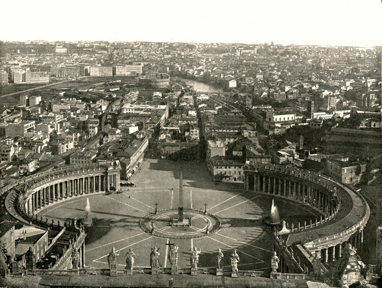 St Peters kubbesinden görünüm, Roma, İtalya, 1895. by W and S Ltd
