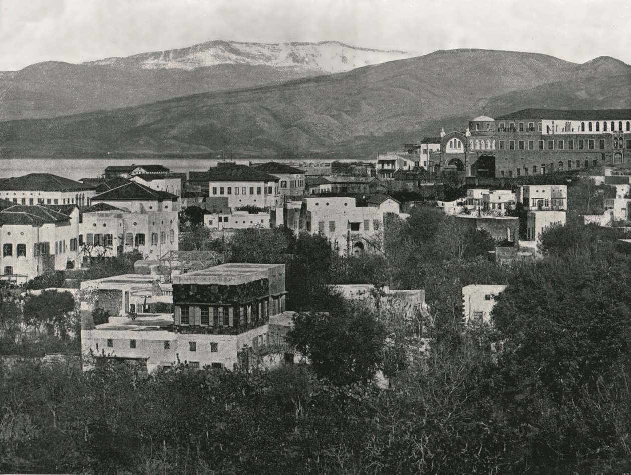 Lübnan Dağı ile şehrin görünümü, Beyrut, 1895. by W and S Ltd