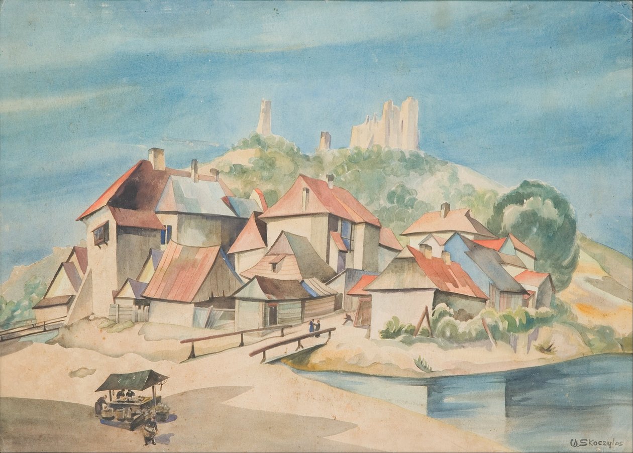 Vistula Nehri üzerinde Kazimierz manzarası by Władysław Skoczylas