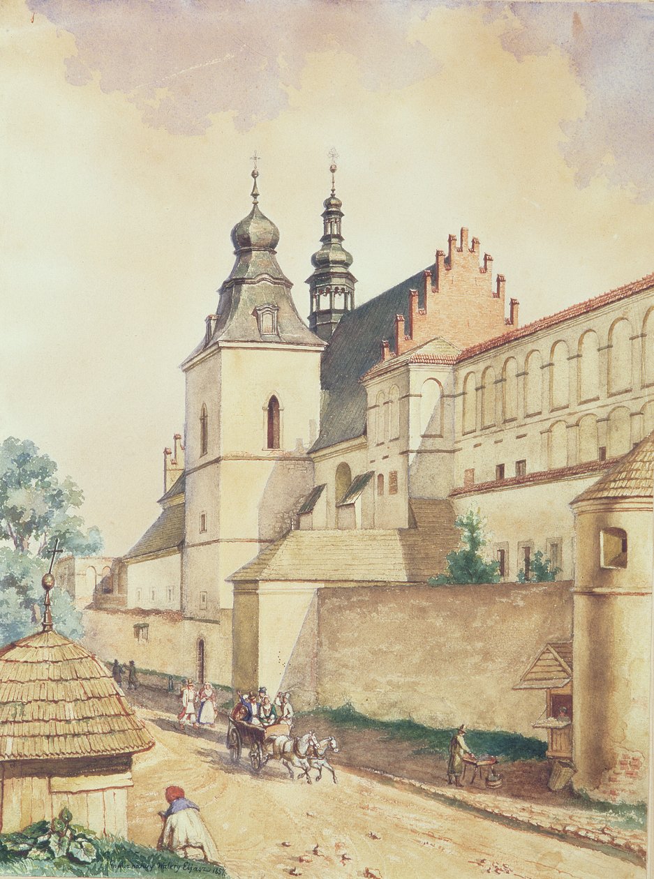 Norbertine Manastırı Önünde, Kozienice, 1857 by Walery Eljasz Radzikowski