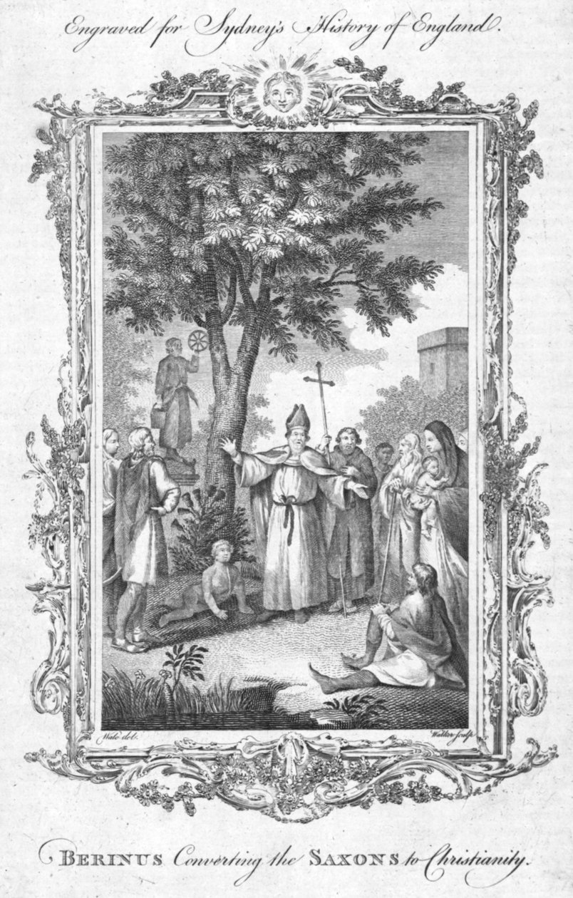 Berinus Saksonları Hıristiyanlığa Dönüştürüyor., c1774 by Walker