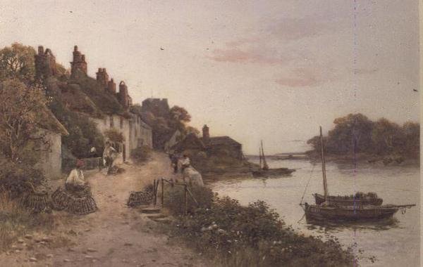 Bir Cornish köyünde balıkçı cağlıkları (kağıt üzerine suluboya) by Walker Stuart Lloyd