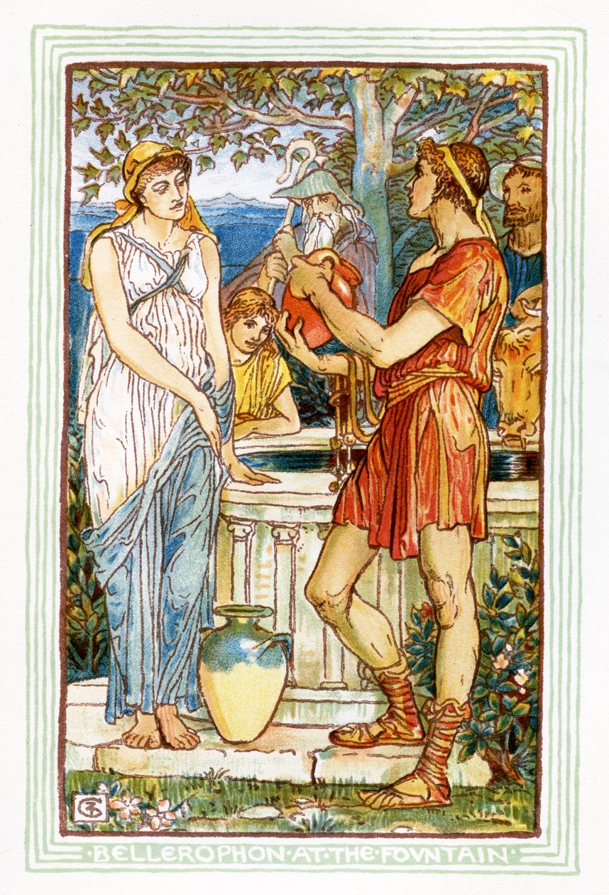 Bellerophon at the fountain by Walter Crane