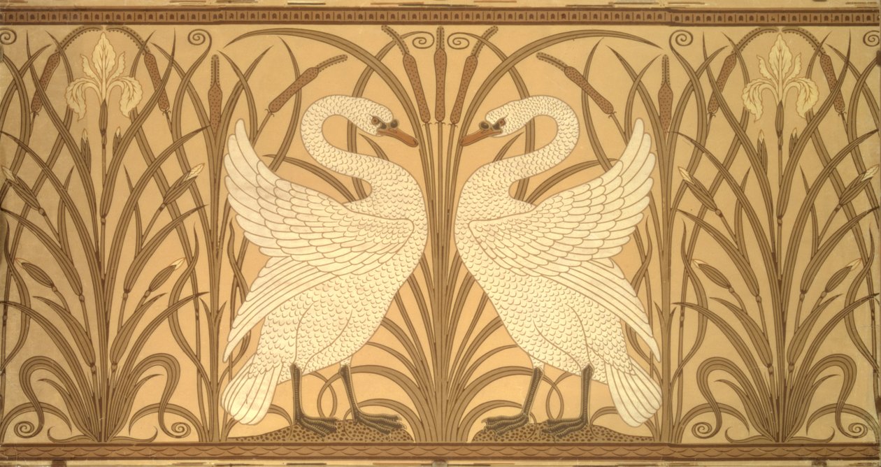 Kuğu duvar kağıdı tasarımı by Walter Crane