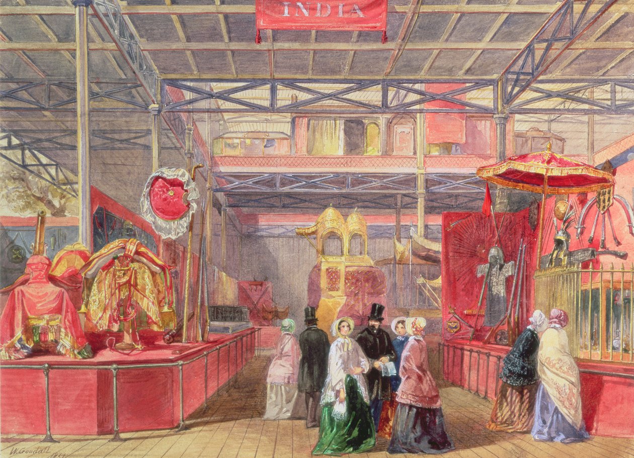 The Indian Court ve Elephant Trappings, the Great Exhibition, 1851 (wc) by Walter Goodall
