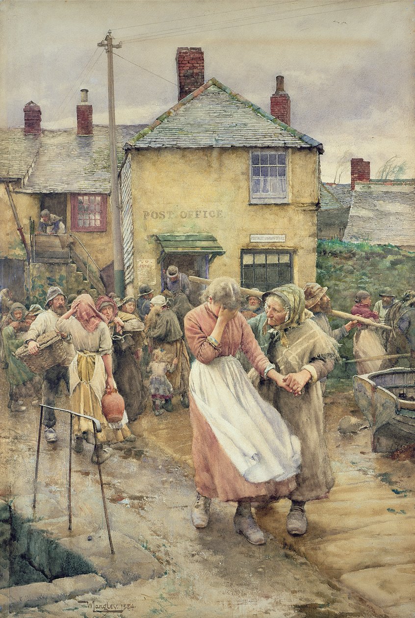 Kayıplar Arasında, 1884 (kağıt üzerinde wc) by Walter Langley