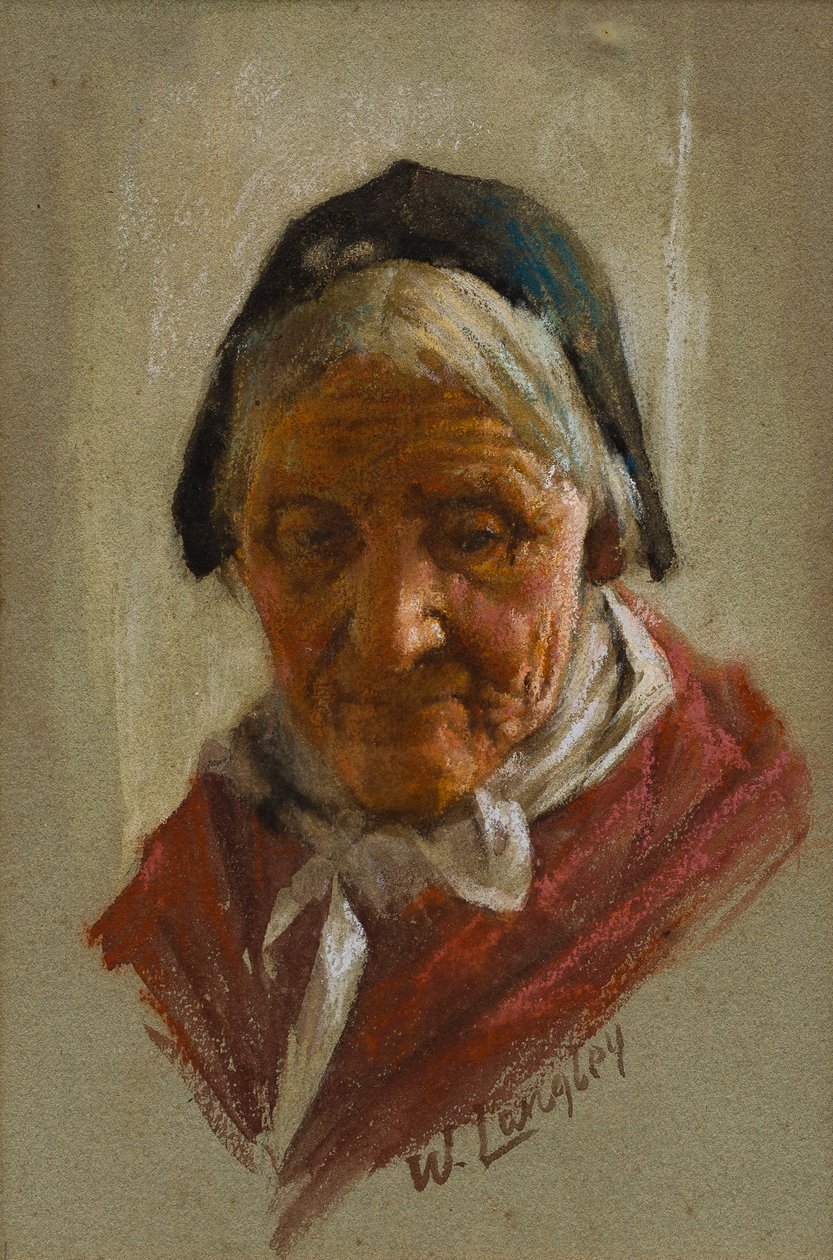 Old Lady (kağıt üzerinde wc ve tebeşir) by Walter Langley