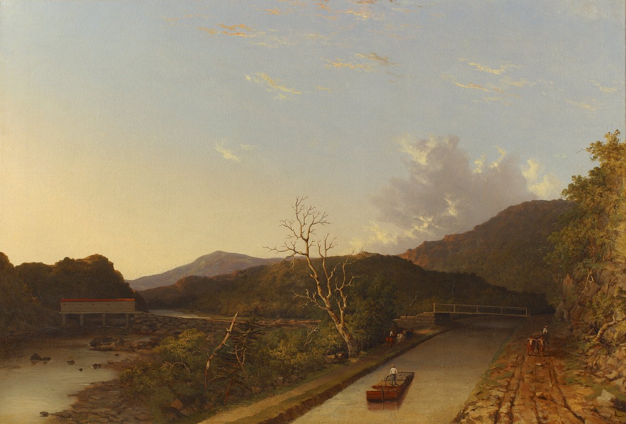 Erie Kanalı ve Kapalı Köprü, 1847 (petrol) by Walter Oddie
