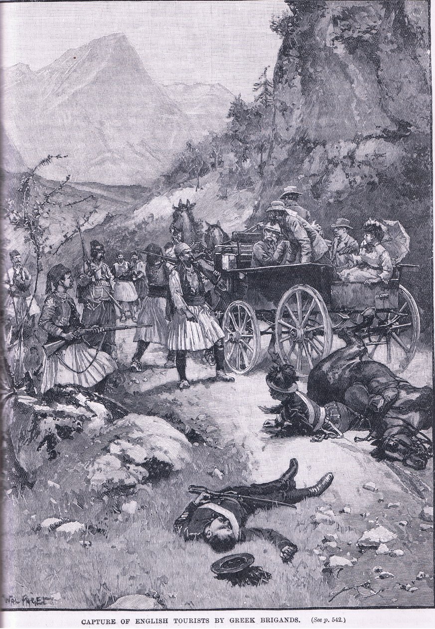 1870 AD ಟರ್ಕಿಯ ಗ್ರೀಕ್ ಬ್ರಿಗಾಂಡ್‌ಗಳಿಂದ ಇಂಗ್ಲಿಷ್ ಪ್ರವಾಸಿಗರನ್ನು ಸೆರೆಹಿಡಿಯುವುದು by Walter Paget