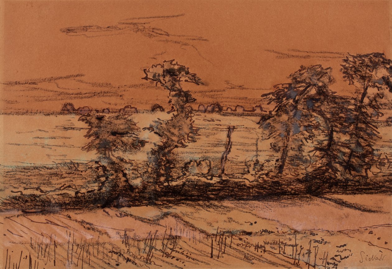 Chagford, Devon, 1916 (kağıt üzerinde mürekkep, wc ve guaj) by Walter Richard Sickert