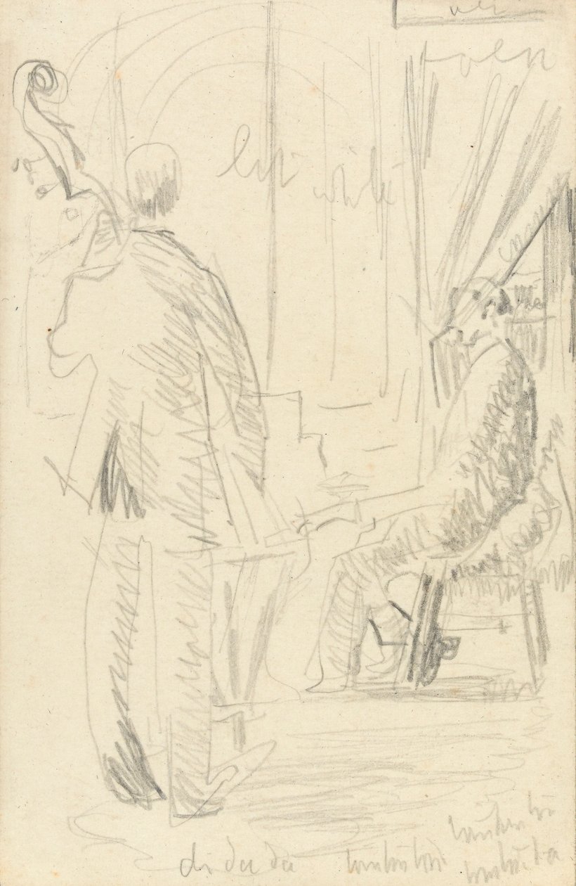 Müzik Grubu: Kontrbas ve Piyano (kağıt üzeri grafit) by Walter Richard Sickert