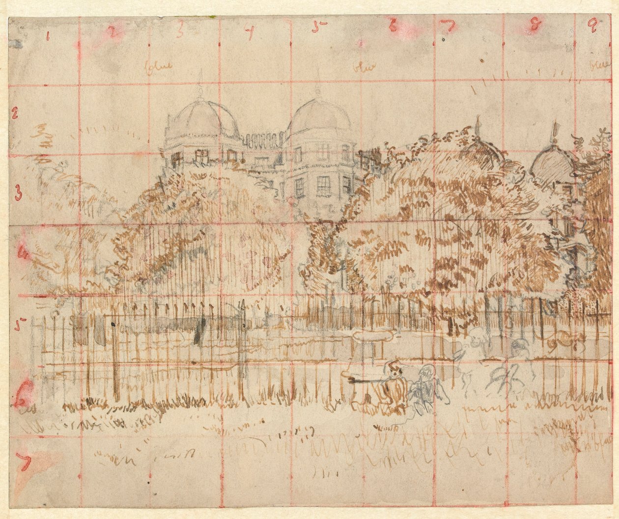 Regents Park (gri kağıt üzerine grafit, kalem ve mürekkep) by Walter Richard Sickert