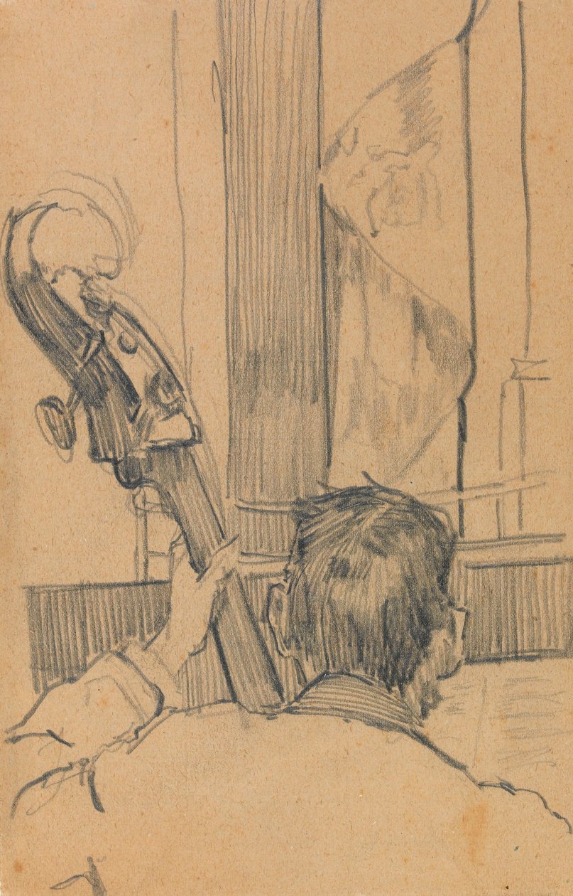Kontrbas tutan bir adamın çalışması (kağıt üzerinde grafit) by Walter Richard Sickert